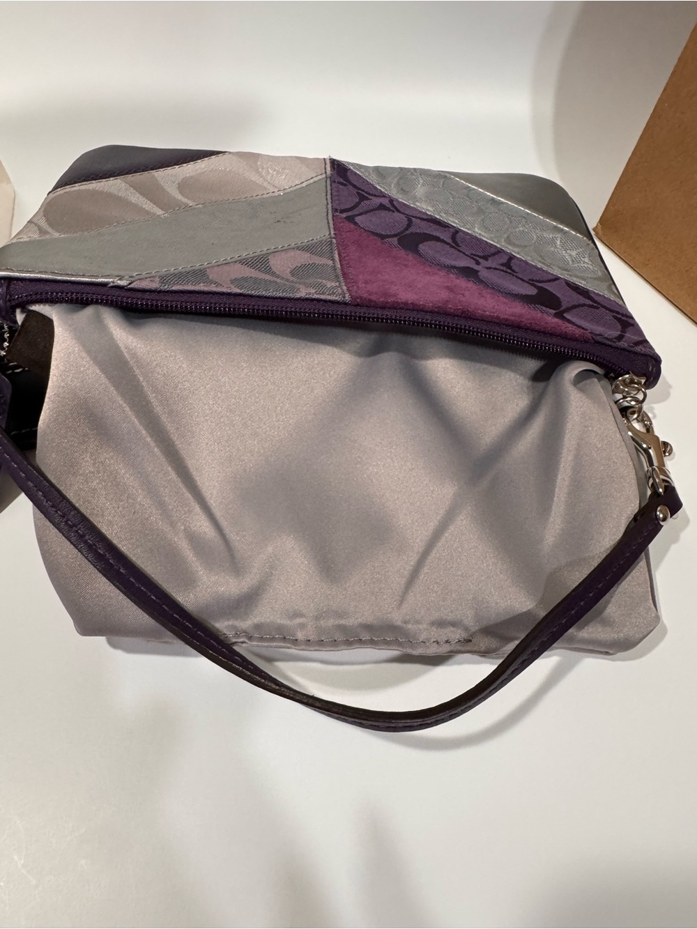 Coach Purple Suede & Metallic Patchwork Wristlet Duo - Picture 8 of 16